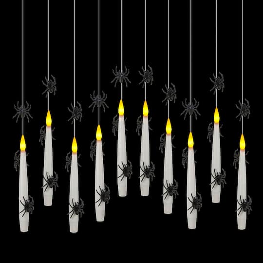 White Taper LED Hanging Candles with Spiders, 10ct. by Ashland®